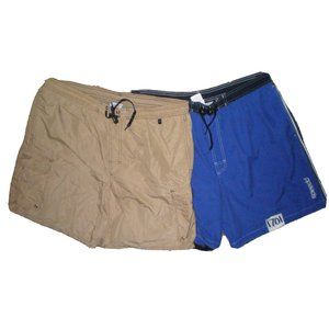 Lot of 2 Speedo Water Trunks Pool Beach Blue Swimsuit + Tan Cargo Mens (38x8)